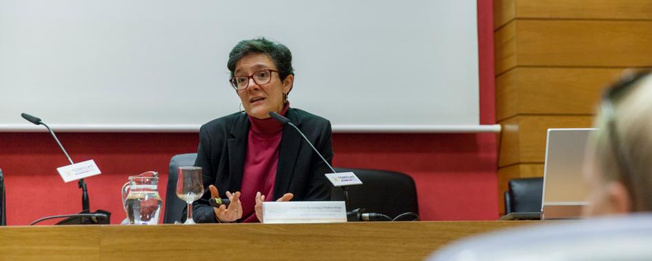Ana Berástegui, directora de la Cátedra, durante las Jornadas de Puertas Abiertas del Programa DEMOS.