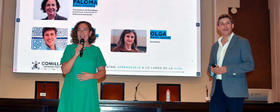 Paloma Bilbao, Vicerrectora de Estrategia Académica, y Carlos Sánchez, director de la Universidad de Mayores