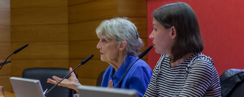 Nancy McWilliams junto a los responsables el seminario del Departamento de Psicología