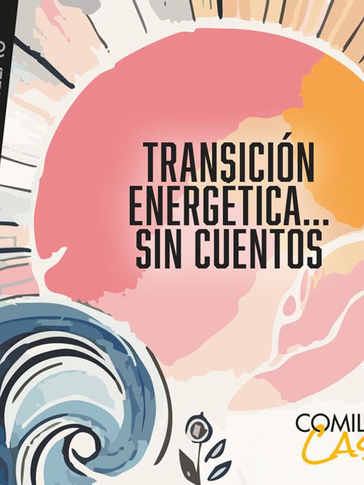 Imagen gráfica promocional con texto 'Transición Energética... Sin Cuentos', colores vivos y elementos que simbolizan energía y naturaleza.