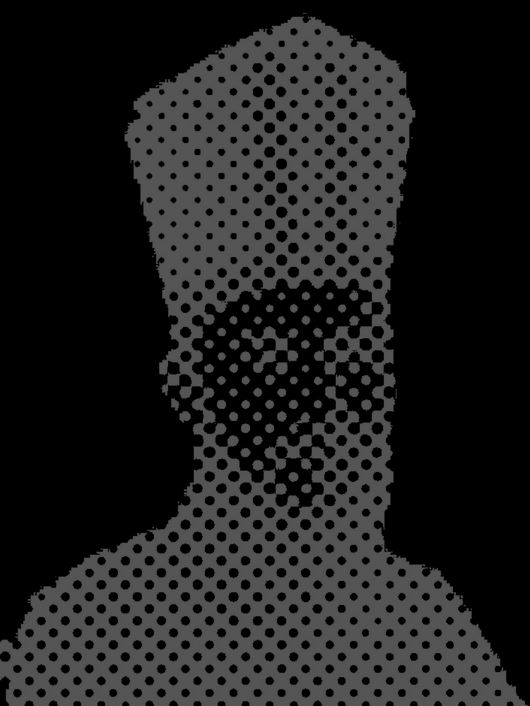 La imagen muestra la silueta de una figura humana con un sombrero distintivo sobre un fondo oscuro.