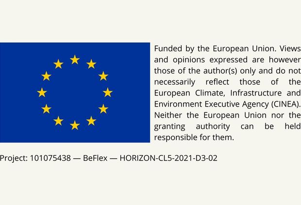 La imagen muestra la bandera de la Unión Europea acompañada de un texto sobre financiación y responsabilidades.