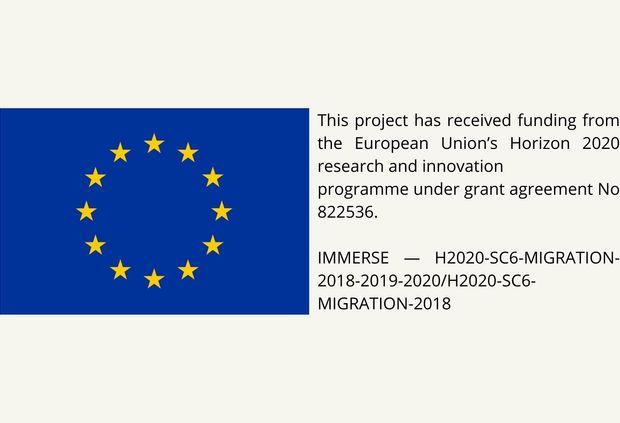 La imagen muestra la bandera de la Unión Europea acompañada de un texto sobre financiación de un proyecto de investigación.