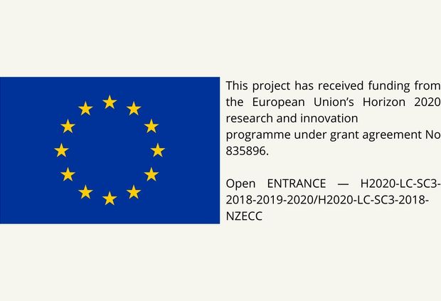 La imagen muestra la bandera de la Unión Europea acompañada de un texto sobre financiación de un proyecto de investigación e innovación.