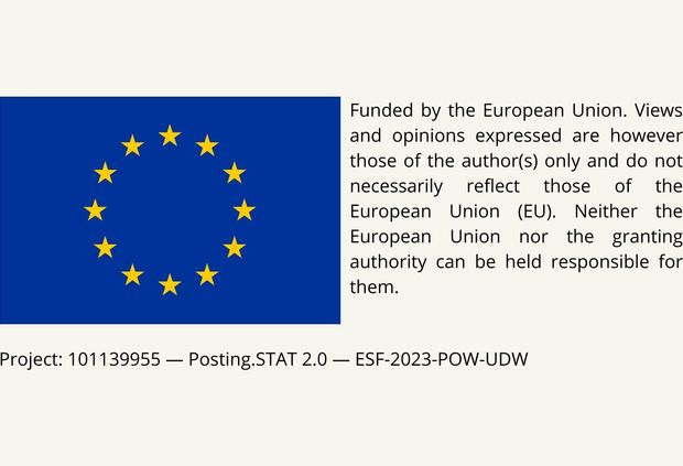 La imagen presenta la bandera de la Unión Europea con un fondo azul y un círculo de estrellas amarillas.