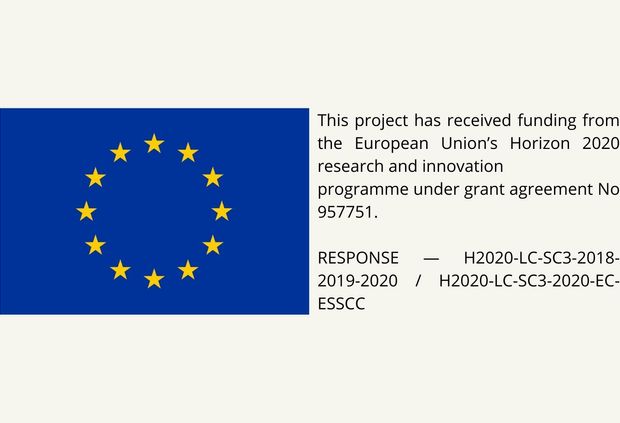 La imagen muestra la bandera de la Unión Europea y un texto relacionado con un proyecto financiado por Horizon 2020.