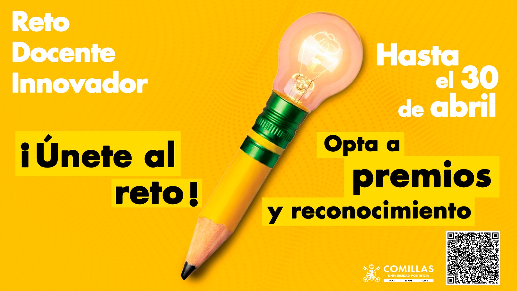 Un cartel promocional que invita a participar en un reto docente innovador con una fecha límite.