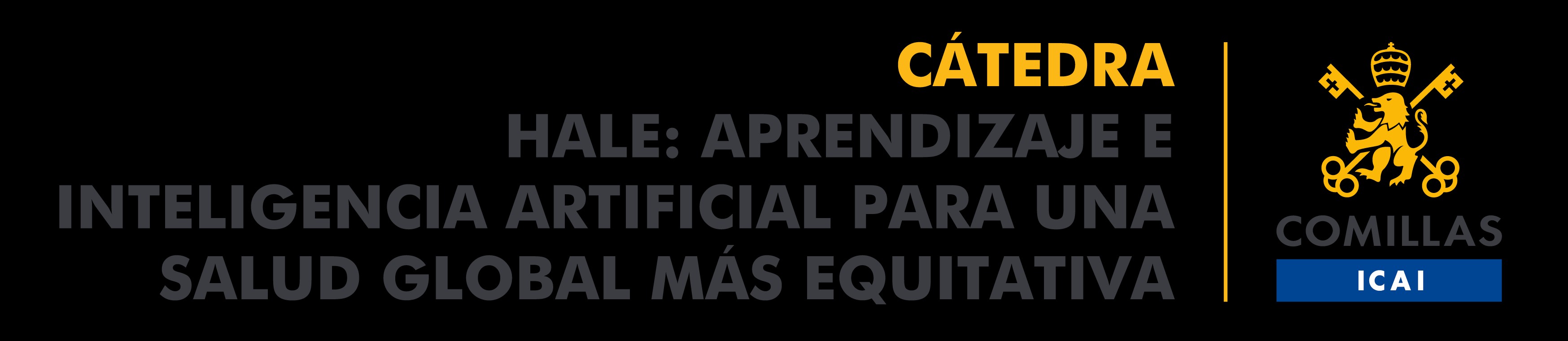 Cartel de la cátedra HALE sobre aprendizaje e inteligencia artificial para una salud global más equitativa.