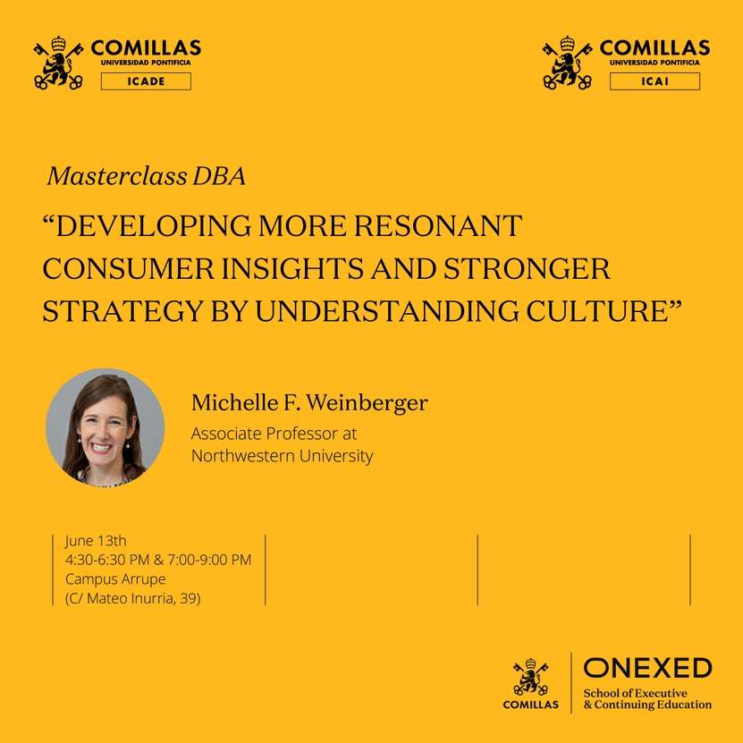 Anuncio de una masterclass sobre el desarrollo de insights del consumidor y estrategia cultural.