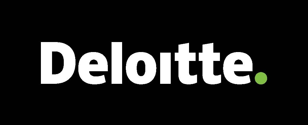 The image displays the logo of Deloitte, featuring the company name in white letters on a black background with a green dot over the letter 'i'.