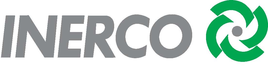 The image shows the logo of INERCO, featuring gray text alongside a green and white graphic element.