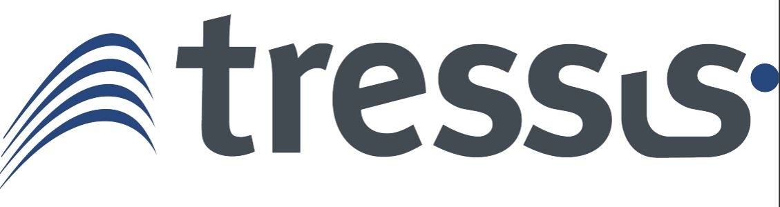 El logo de la empresa Tressus, que presenta un diseño moderno y colores en tonos de azul.
