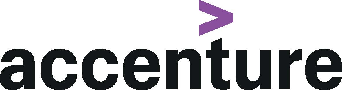 The image displays the logo of Accenture, featuring the word 'accenture' in lowercase black letters and a purple greater-than sign.