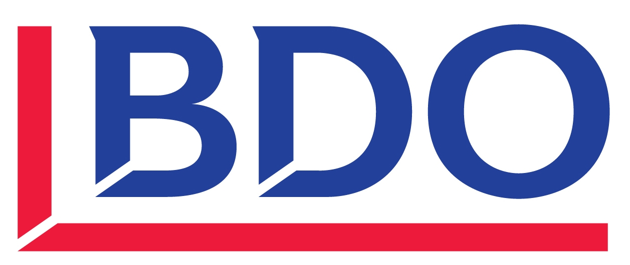 The image shows the logo of BDO, featuring the letters 'BDO' in blue with a red underline.