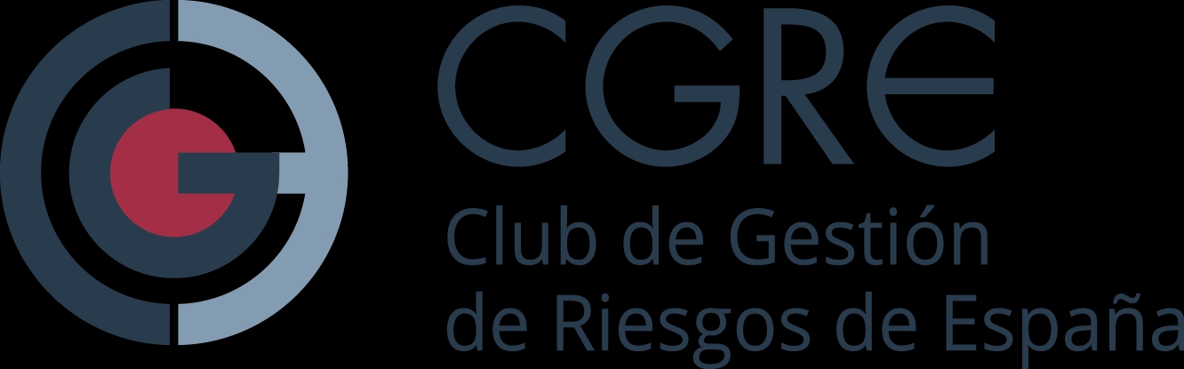 Logo of the Club de Gestión de Riesgos de España consisting of a blue and black design with the letters 'CGRE'.