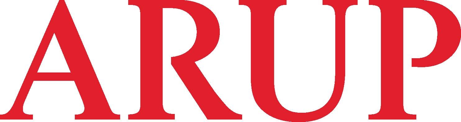 The image shows the logo of ARUP in red letters on a white background.