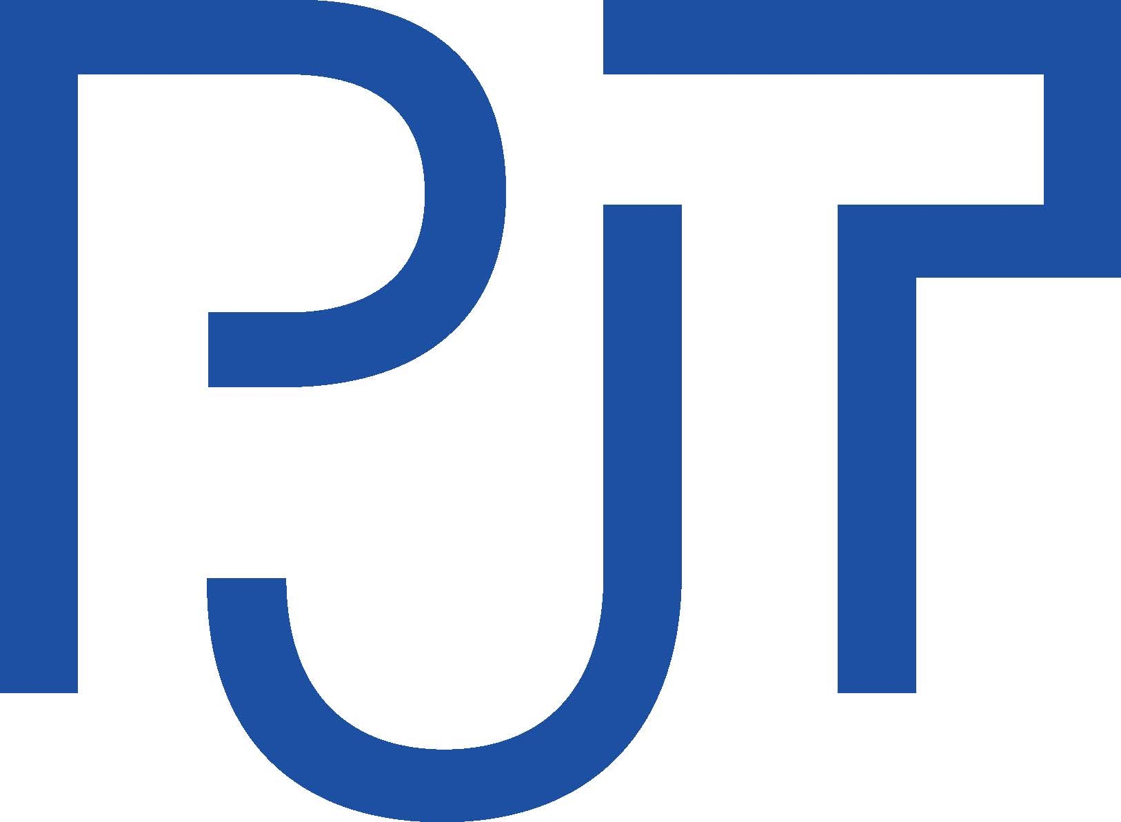 The image shows a blue and white logo with the letters 'P' and 'J' designed in a bold and stylized manner.