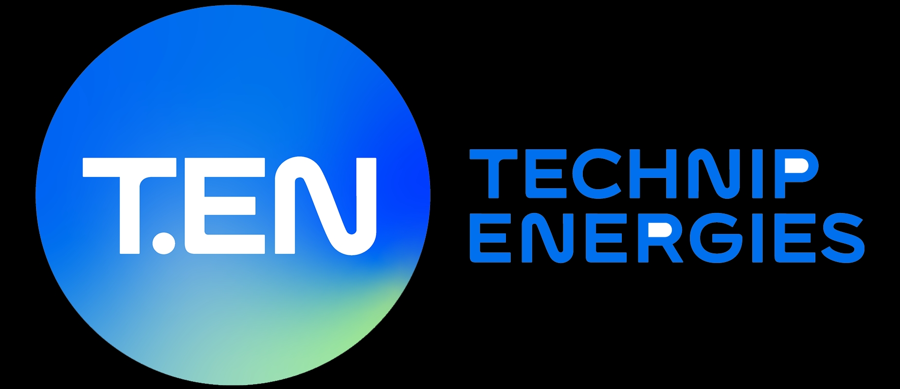 Logotipo de Technip Energies que combina un círculo azul con las letras T.EN y el nombre de la empresa en un estilo moderno.