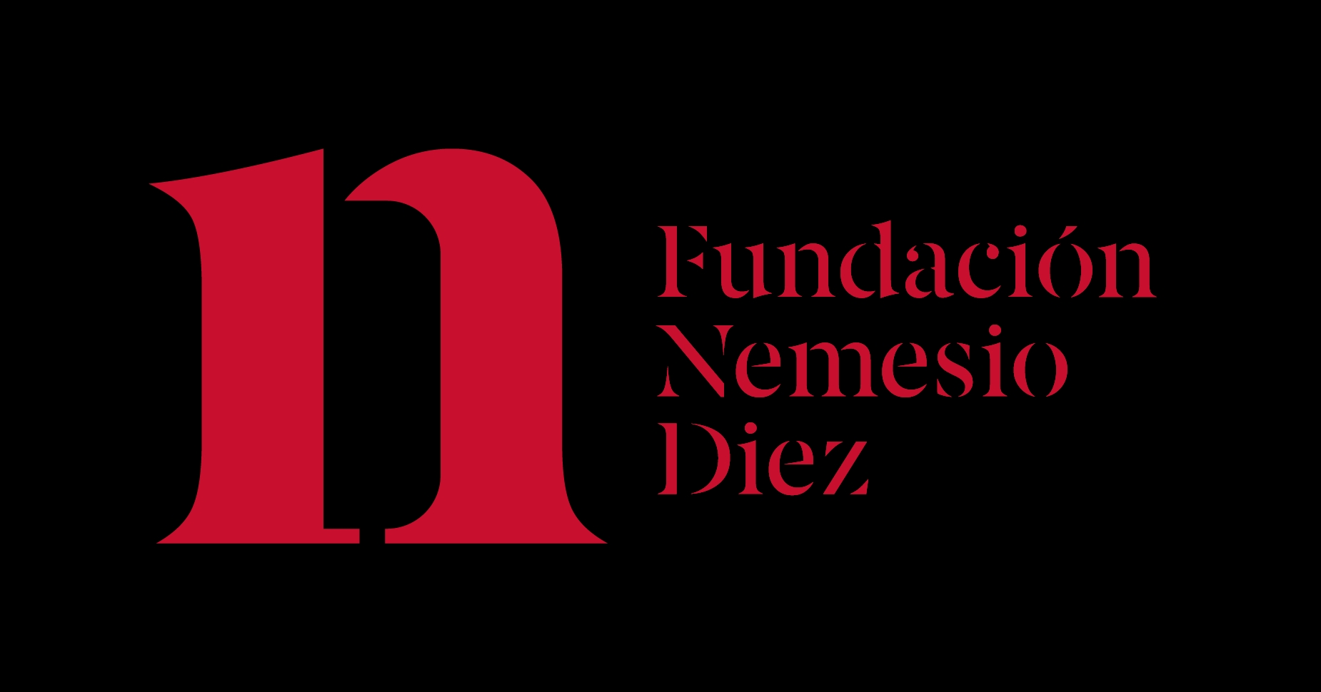 Logo de la Fundación Nemesio Diez en color rojo sobre fondo negro.