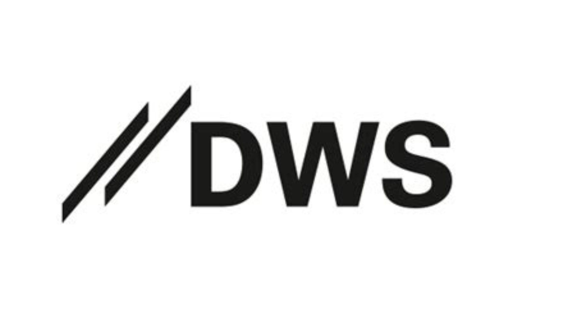 A black and white logo featuring the letters 'DWS' with a slash design.