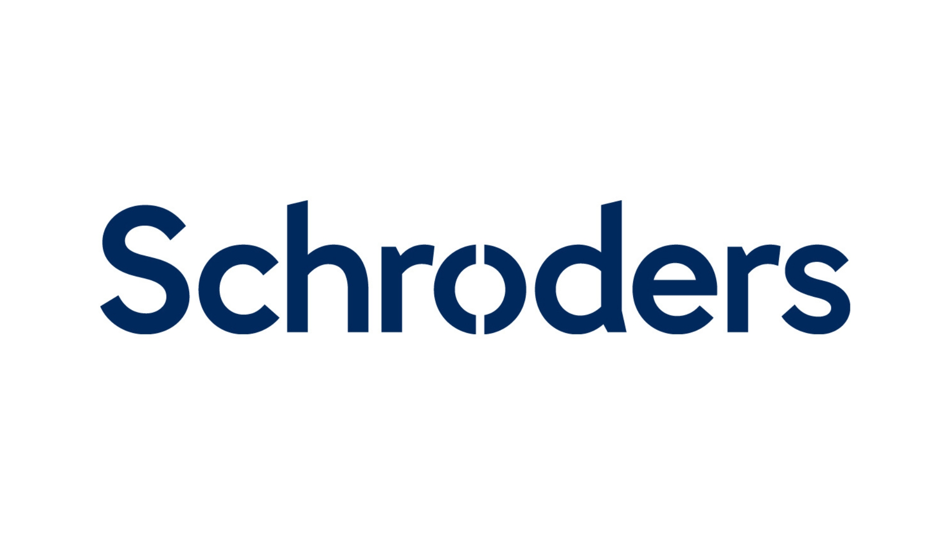 The image displays the logo of Schroders, which consists of the company name in blue uppercase letters on a white background.