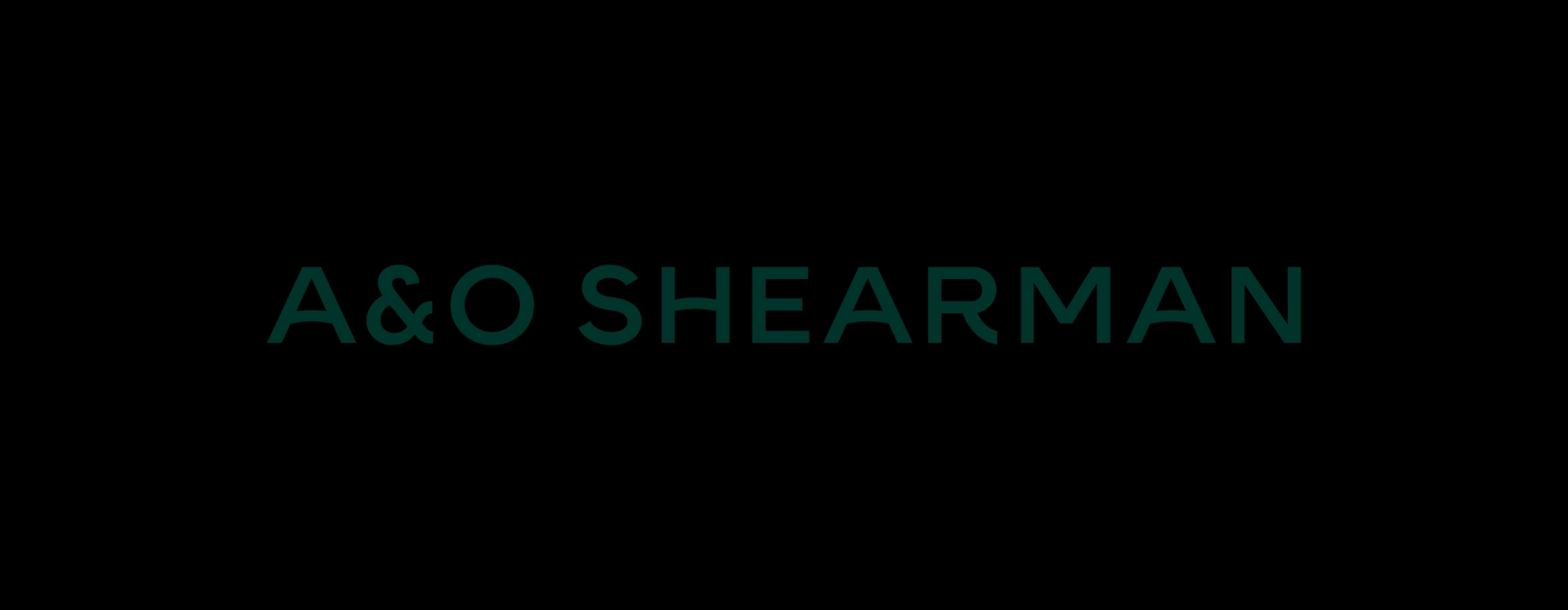 Un logotipo que presenta el texto A&O SHEARMAN en un diseño minimalista.