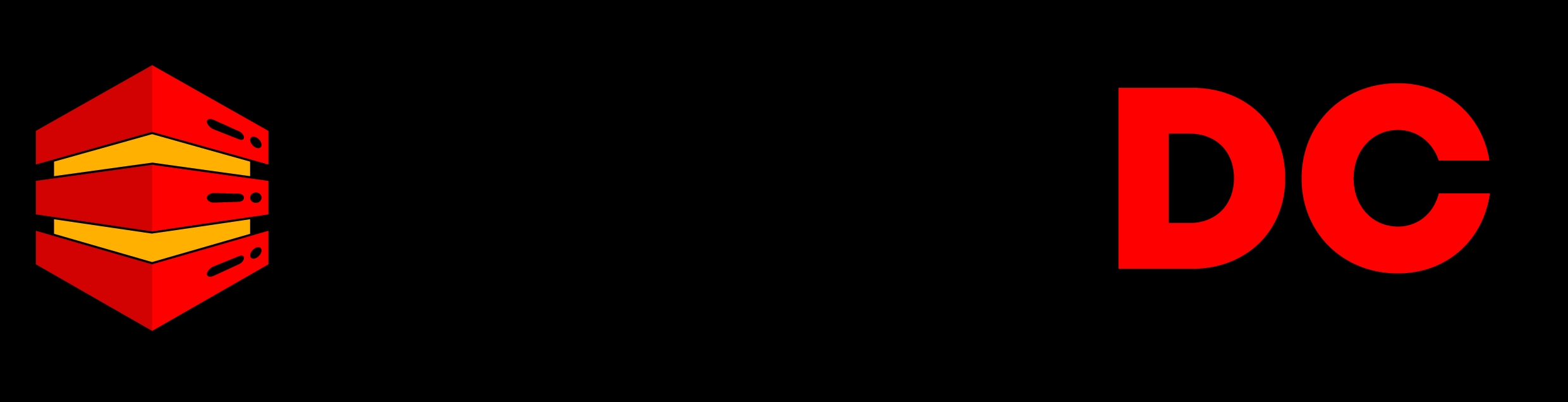 Logo que combina elementos de almacenamiento y servidores con las letras 'DC'.