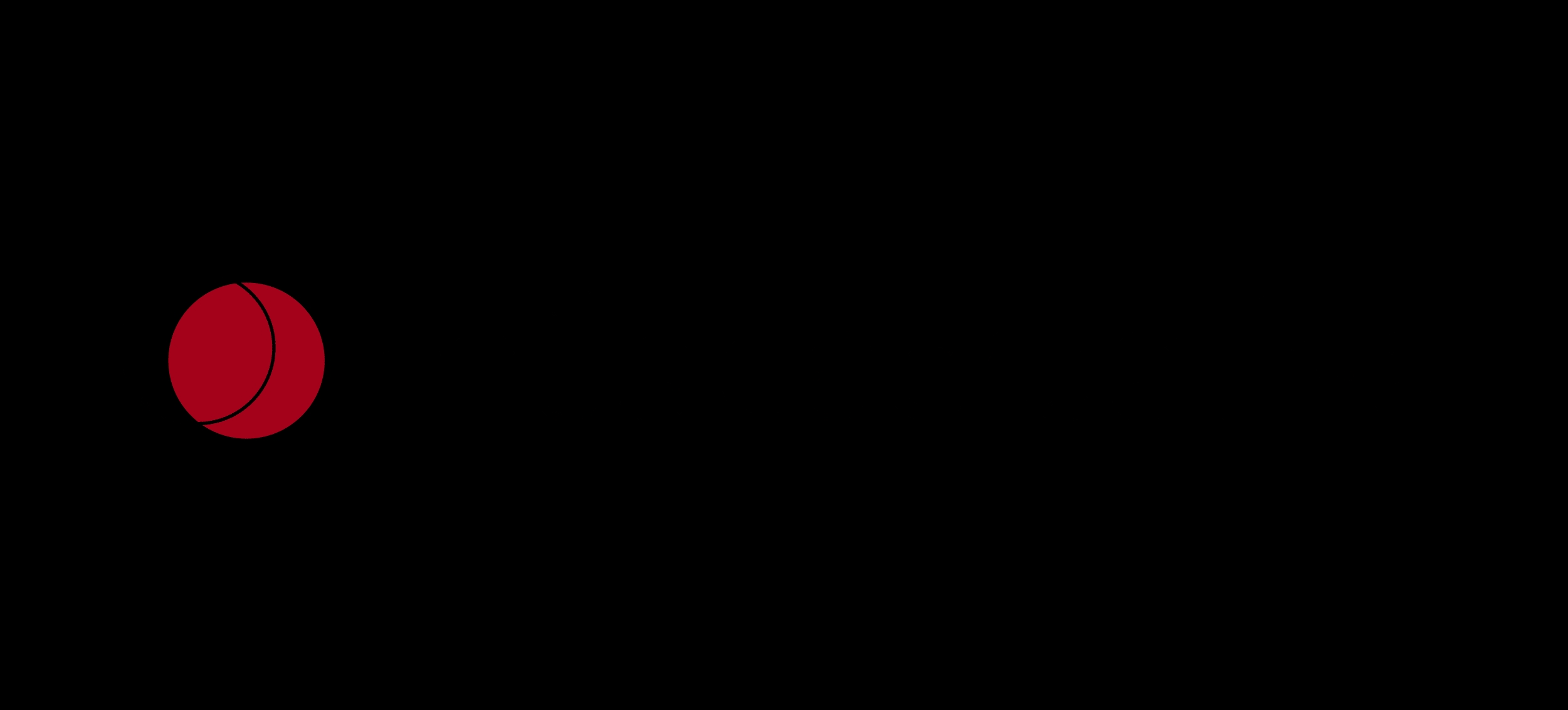 Un diseño gráfico que representa un círculo rojo sobre un fondo negro.