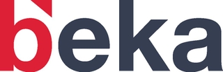The image features the word 'beka' with a stylized design, using red, white, and black colors.