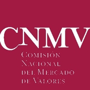 Logo of the Spanish National Securities Market Commission (CNMV) in maroon on a lighter maroon background.
