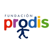 Logotipo de la Fundación Prodis que representa una figura en movimiento con colores vivos.