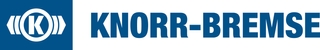 The image shows the logo of Knorr-Bremse, featuring a dark blue background with the company initials 'KB' inside a circle and the name 'KNORR-BREMSE' in capitalized white letters.