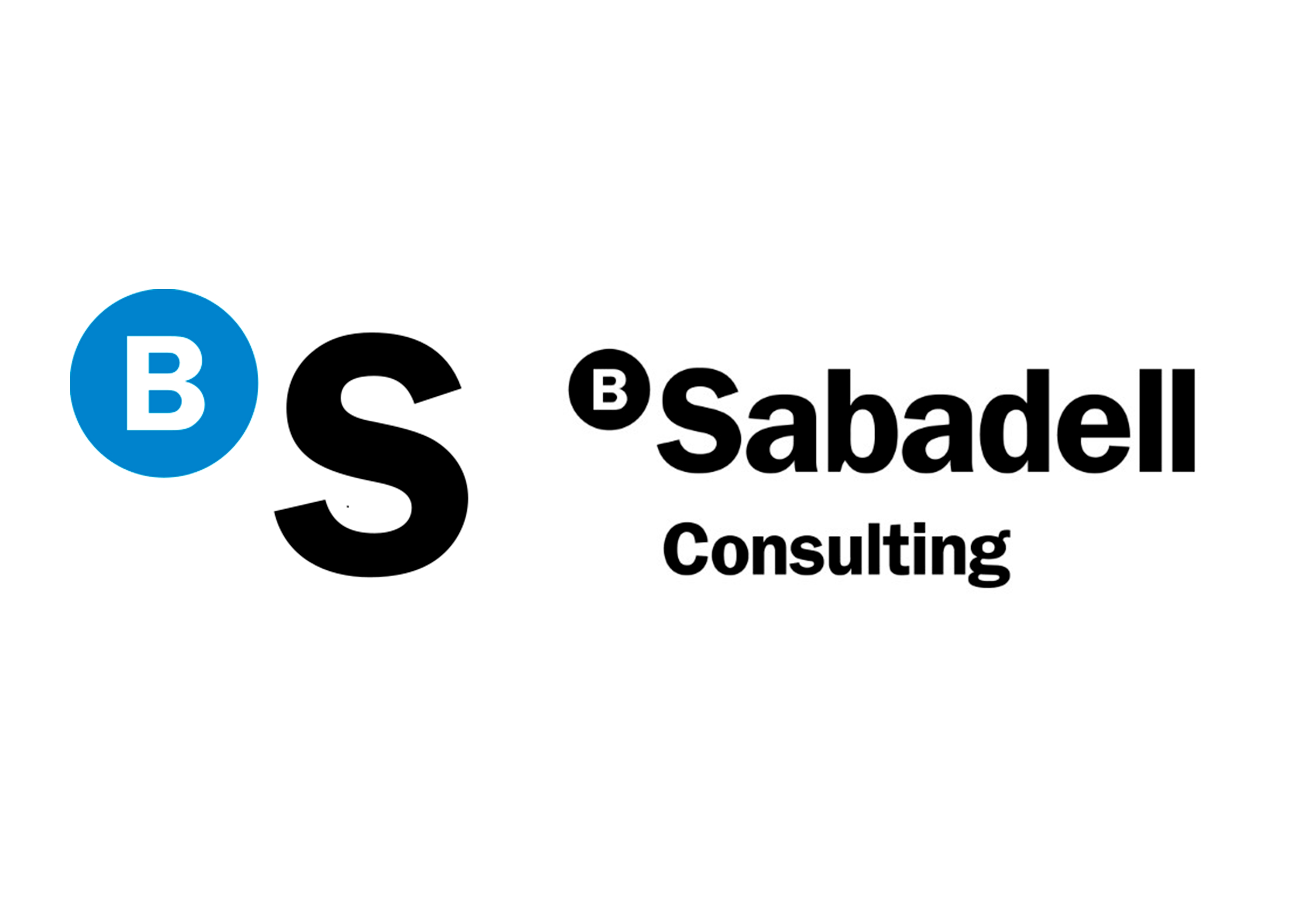 Logos of 'B Sabadell' and 'B Sabadell Consulting' displayed with a modern design featuring blue and black text.