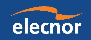 Logo of Elecnor featuring an orange swoosh above the word 'elecnor' in blue text on a white background.