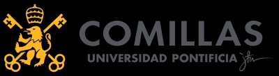 Logo de la Universidad Pontificia Comillas con un león y llaves.