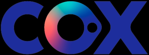 El logotipo de una marca con el texto 'COX' en un diseño colorido y moderno.