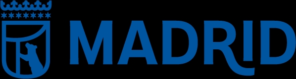 Logotipo de la ciudad de Madrid en color azul.