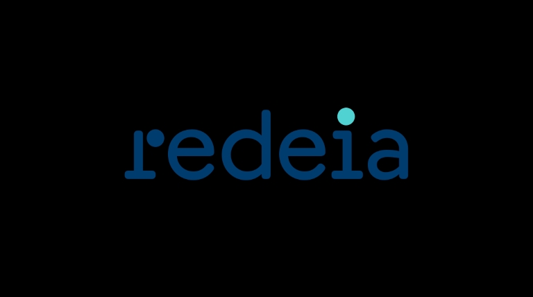 Logo de la empresa redeia sobre fondo negro.