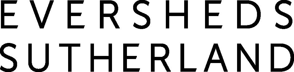 The image displays the logo of 'Eversheds Sutherland' in black bold text on a white background.