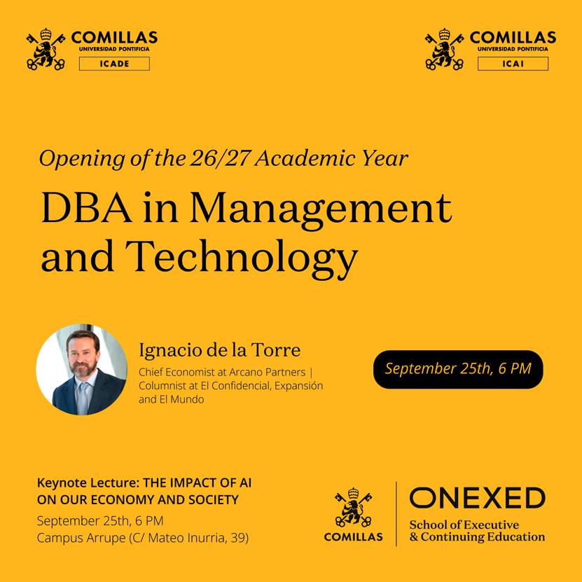 Anuncio de apertura del año académico 26/27 en el área de Gestión y Tecnología.