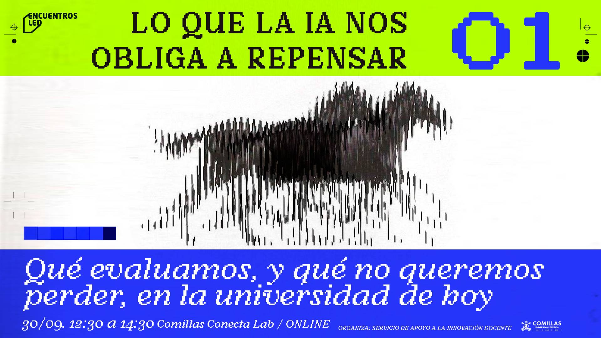 La imagen promueve un encuentro sobre cómo la inteligencia artificial nos obliga a repensar la educación universitaria.
