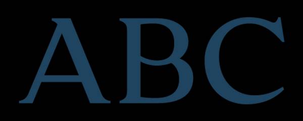 La imagen muestra las letras 'ABC' en un diseño simple y elegante.