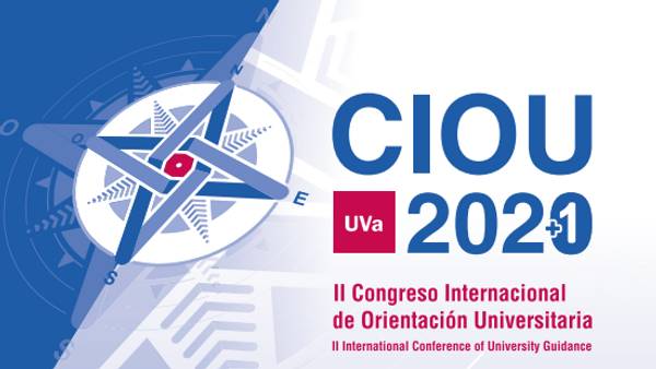 La imagen muestra el logo del II Congreso Internacional de Orientación Universitaria 2020, organizado por la UVa.