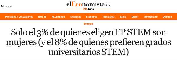 Un artículo que destaca la baja representación de mujeres en programas de FP y grados universitarios en STEM.