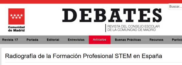 Imagen que muestra el encabezado de un artículo sobre la Formación Profesional STEM en España.