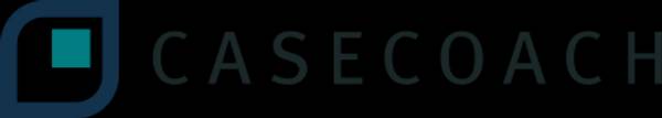 El logotipo de CaseCoach en un fondo oscuro.