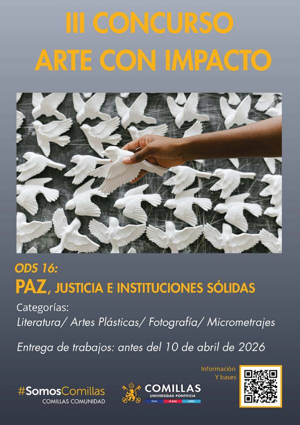 El cartel del III Concurso Arte con Impacto invita a participar en diversas categorías relacionadas con el arte y la justicia social.