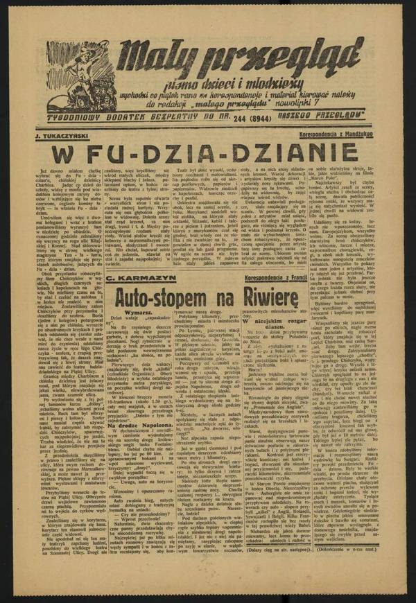 Imagen de una página de periódico antiguo en polaco.