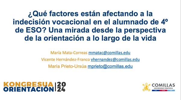 Una presentación sobre factores que afectan la indecisión vocacional en estudiantes de 4º de ESO.