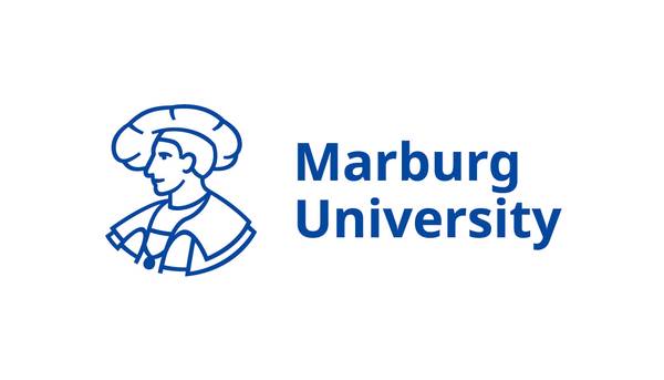 Logo de la Universidad de Marburgo que presenta un personaje con un gorro académico y el nombre de la institución.